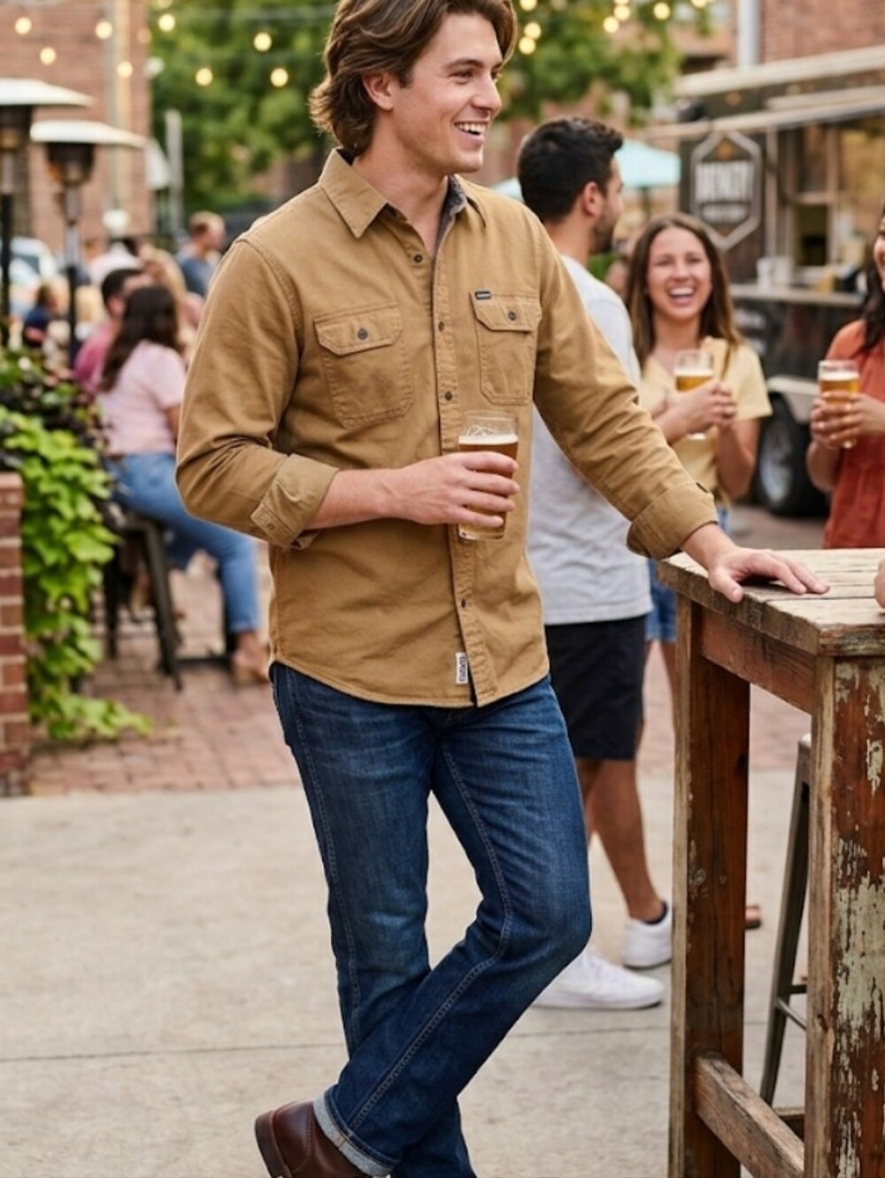 Wrangler Men's Long-Sleeve Canvas Shirt - Coyote Brown (Size S/CH/P)
